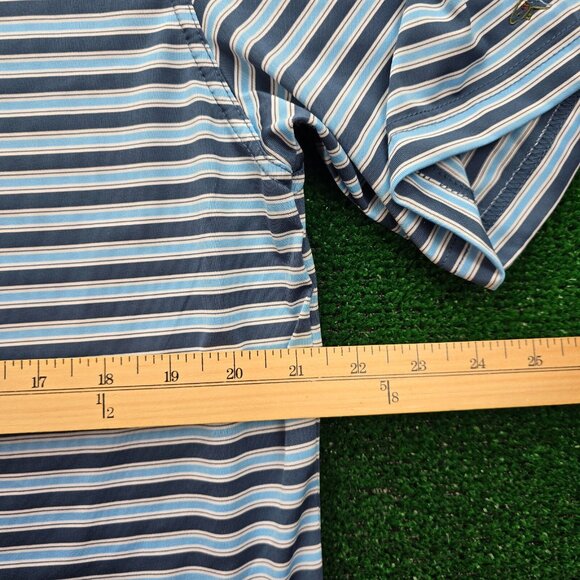 Greg Norman Polo Shirt Mens Medium/Large Blue Striped Golf Performance Casual‎ - Picture 4 of 8